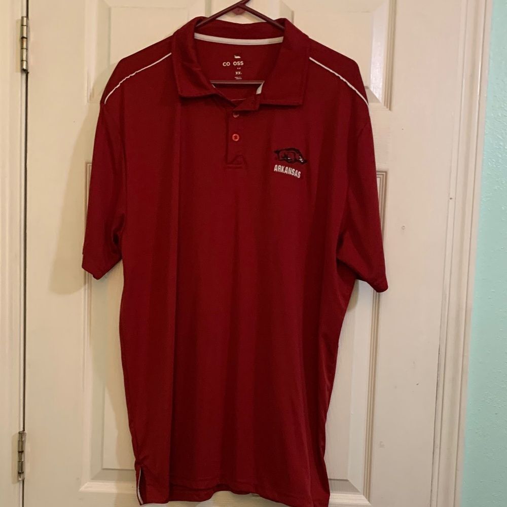 Colosseum Arkansas Razorbacks Red Short Sleeve Polo Size XXL